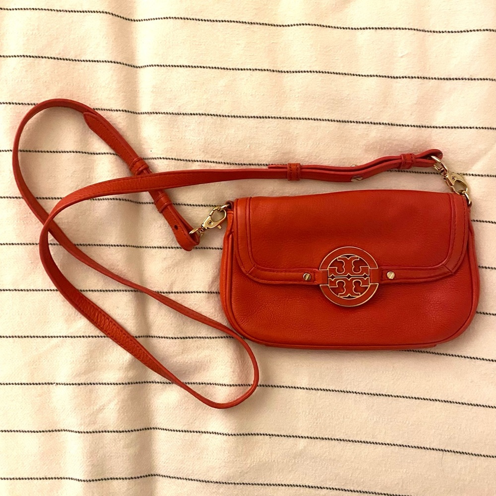 Amanda Leather Mini Crossbody Bag Red Orange